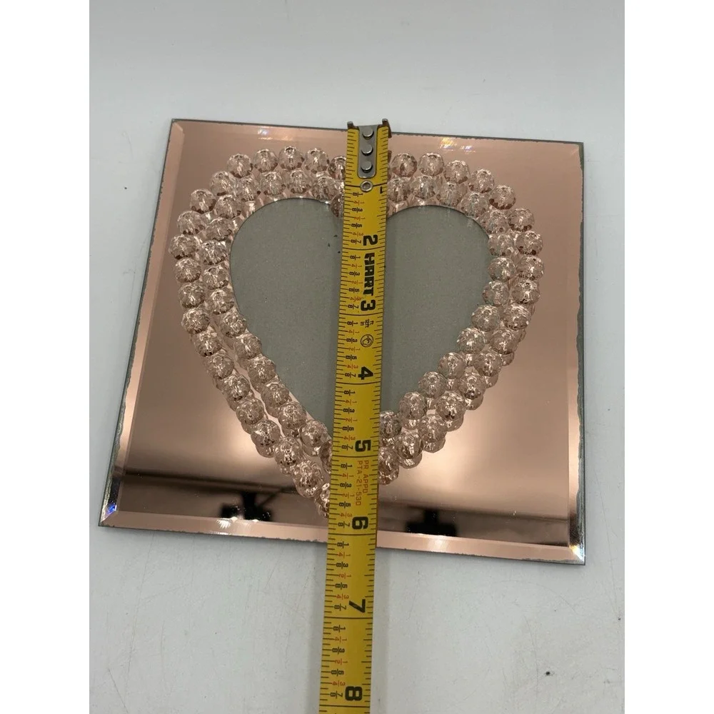 Nanette Lepore Rose Gold Mirrored Heart‎ Frame Clear Beads Valentine Decor